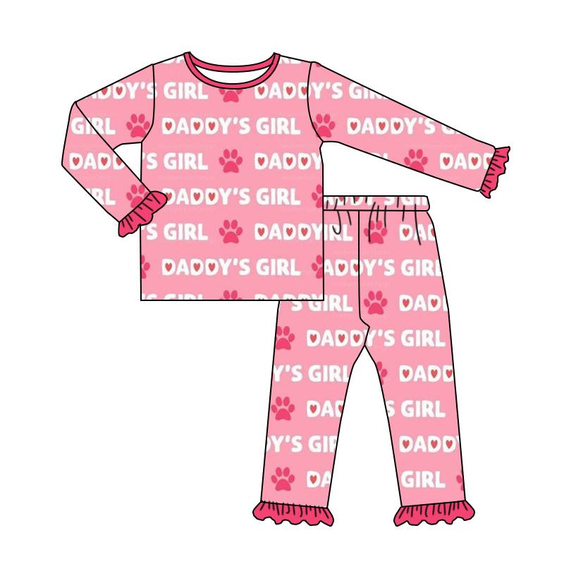 Baby Daddy's Girl Heart Pajamas Ruffle pants clothes sets