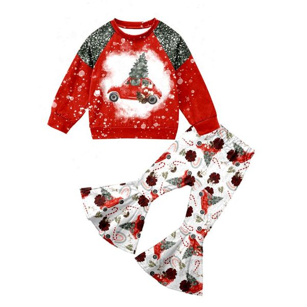 Baby Girls Christmas Car Bell Pants Clothes Sets