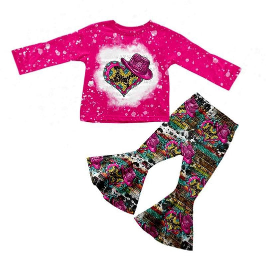Baby girls Western Heart Hats Bell pants clothes preorder
