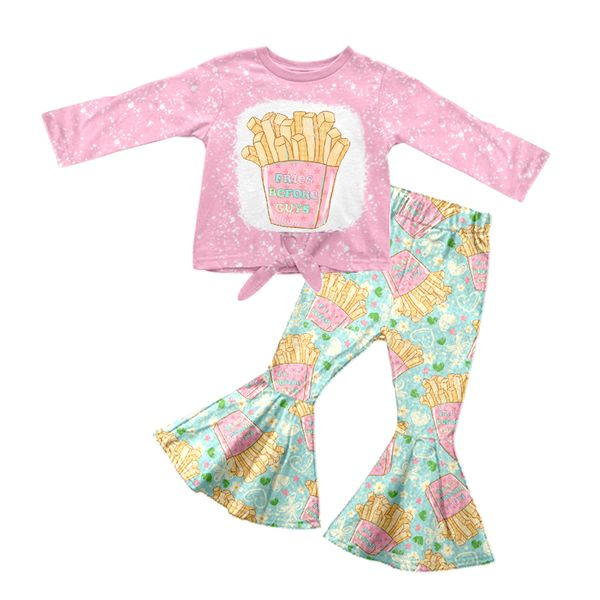 Baby girls Valentines Fries Bell pants clothes sets