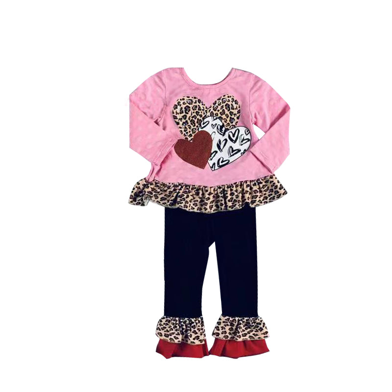 Baby Girls Valentines Hearts Ruffle Pants clothes sets