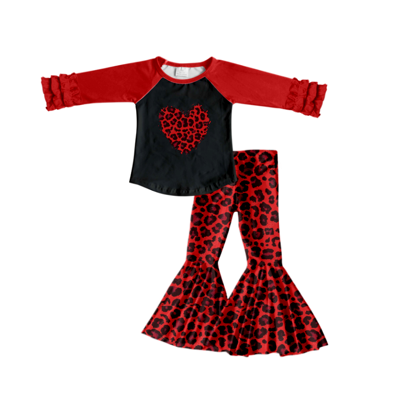 Baby Girls Valentines Heart Leopard Bell Pants sets