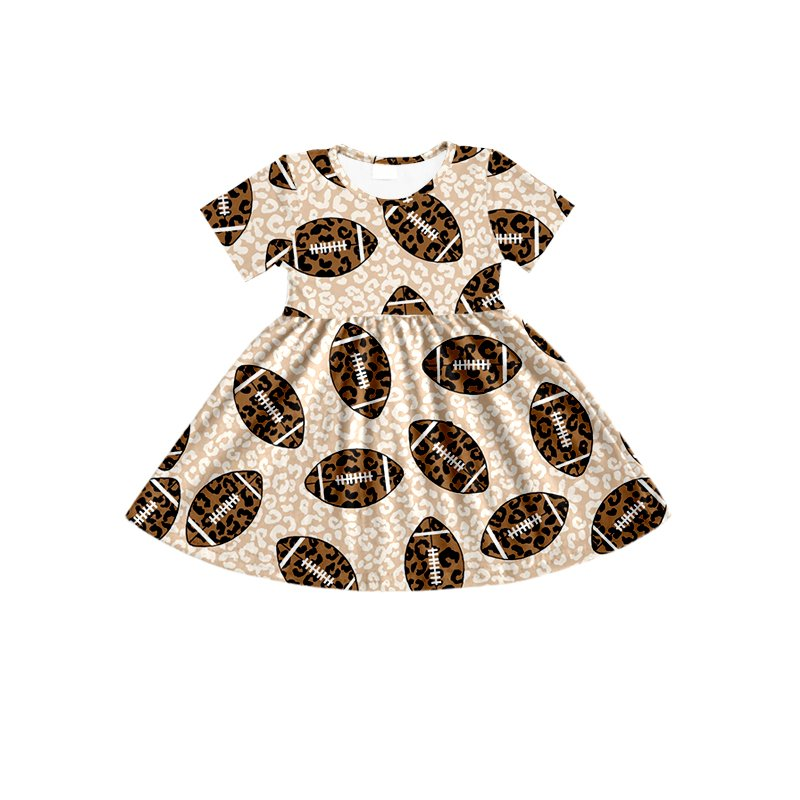 Baby girls leopard baseball football knee length dresses