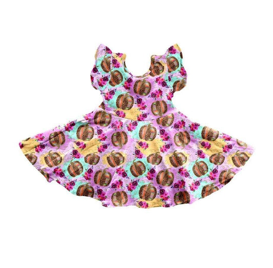 Baby girls fall colorful pumpkin dresses