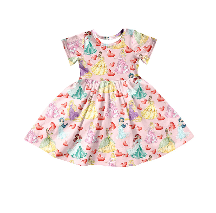 Baby Girls Princess short sleeve Twirl knee length dresses