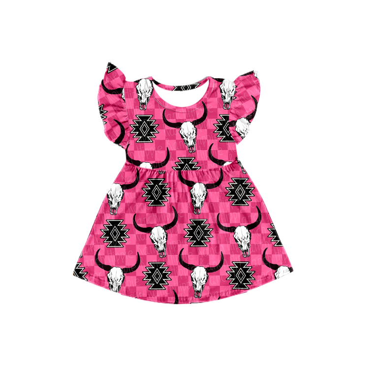 Baby Girls Cow Western Knee Length Dresses Preorder