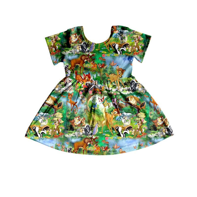 Baby Girls Cartoon Deer Knee Length Dresses