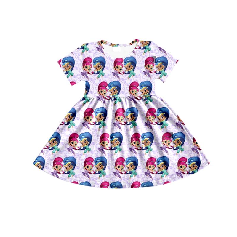 Baby Girls Sister Cartoon knee length dresses preorder