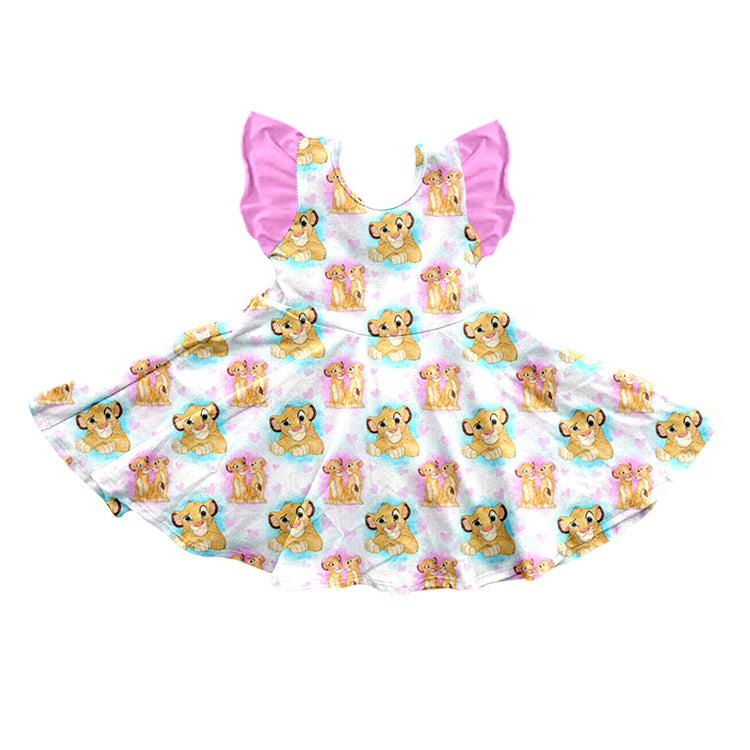 Baby Girls Cartoon Lion Knee Length Dresses