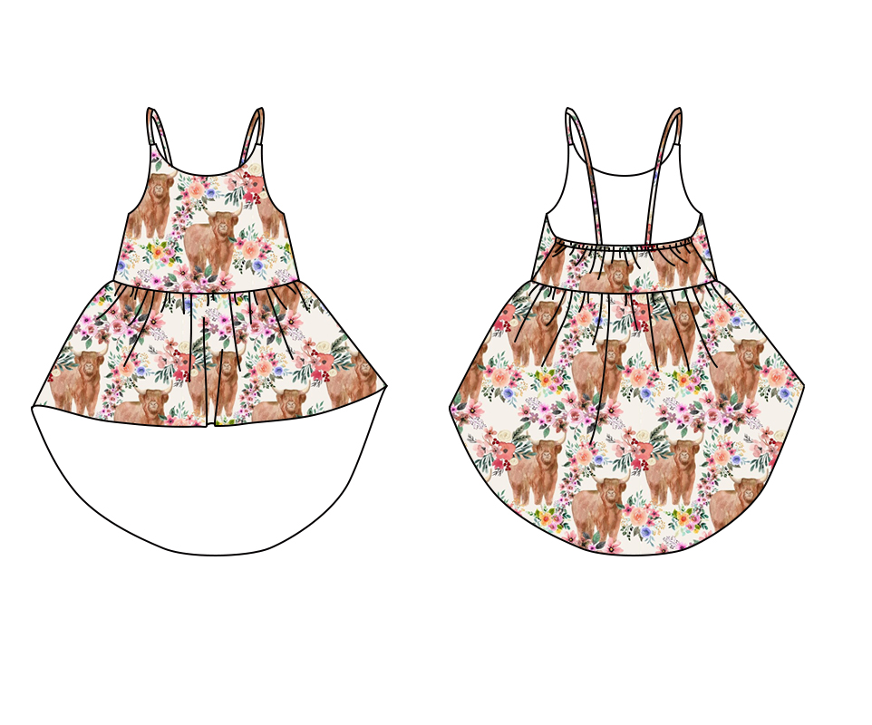 Baby Girls Highland Cow Hi-low Tops