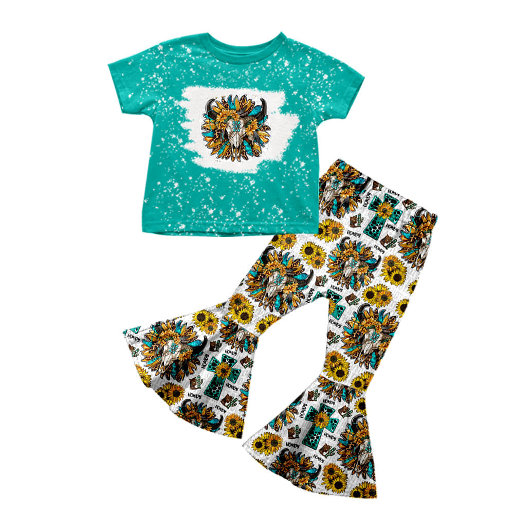 Baby girls western sunflower bell pants clothing sets