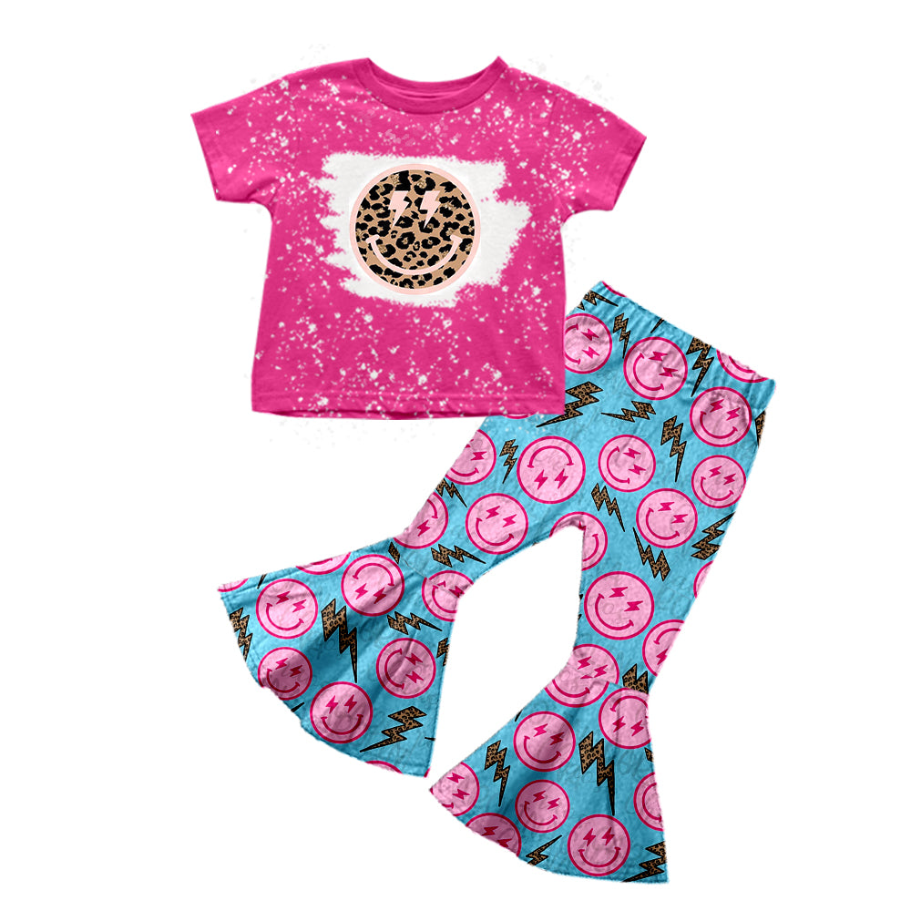 Baby girls smile hotpink bell pants outfits