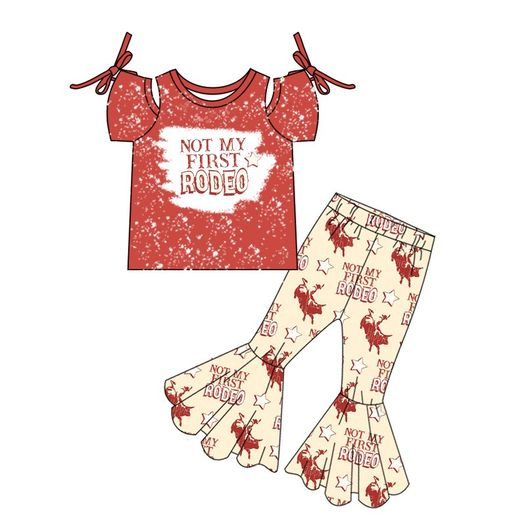 Baby girls rodeo western red bell pants clothing sets