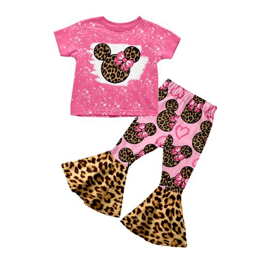 Baby girls Pink Cartoon Leopard pants clothes sets