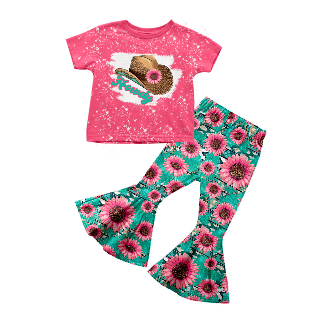 Baby Girls Howdy Hats Bell Pants clothes sets