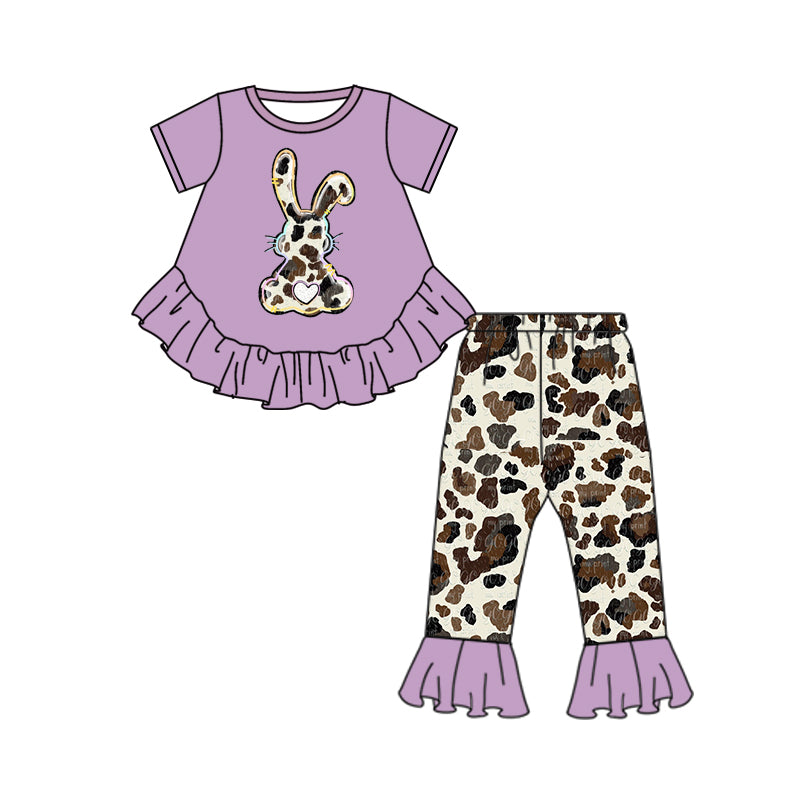 Baby Girls Rabbit Cow Ruffle pants clothes sets