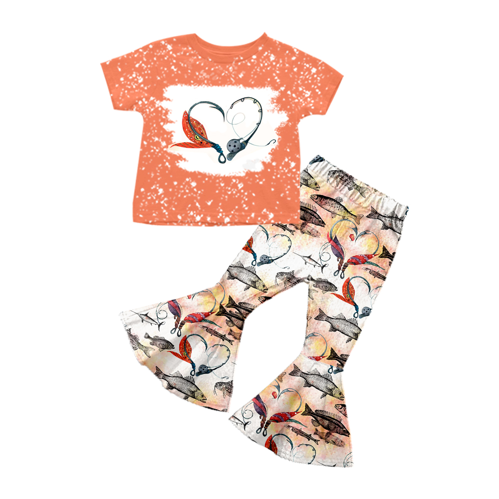 Baby Girls fishing orange bell pants sets