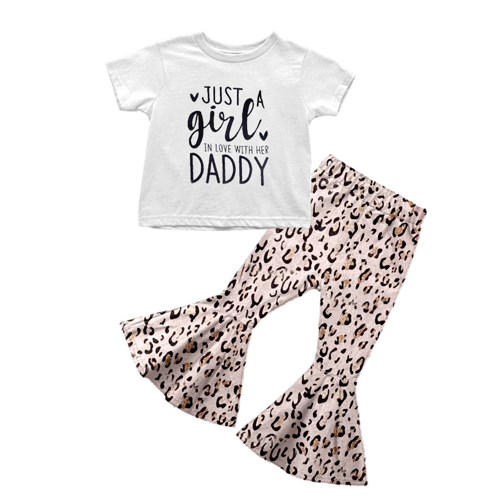 Baby Girls Love Daddy Short Sleeve Shirt Pants clothes sets