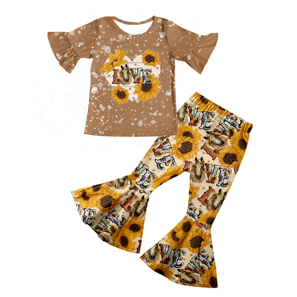 Baby Girls Love Horse bell Pants clothes sets