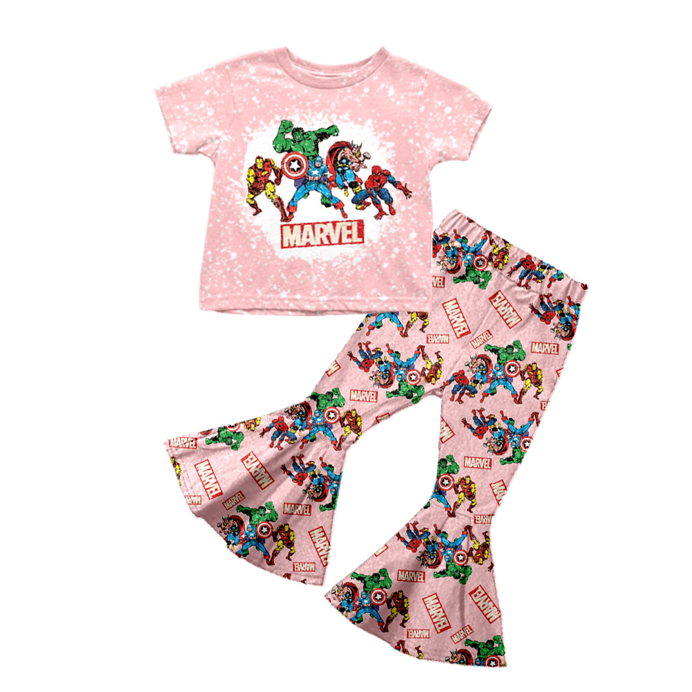 baby Girls Pink Cartoon Bell Bottom Pants sets