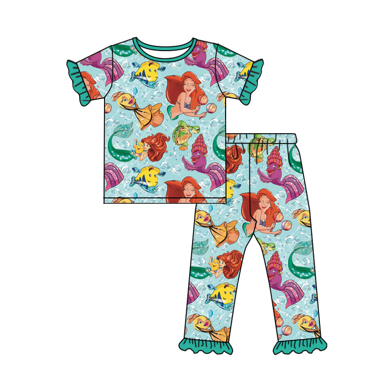 baby Girls Mermaid ruffle pajamas Pants sets