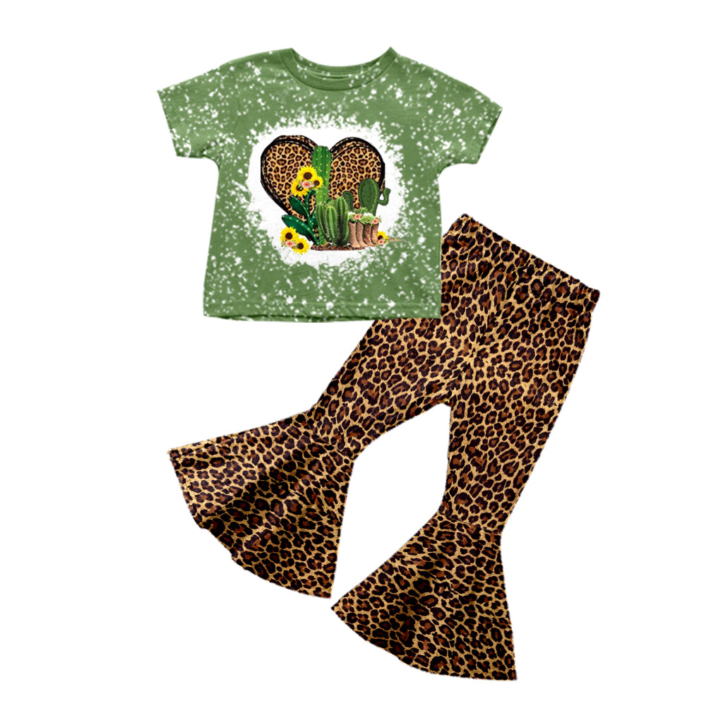 Baby Girls Western Cactus Leopard Bell Pants sets