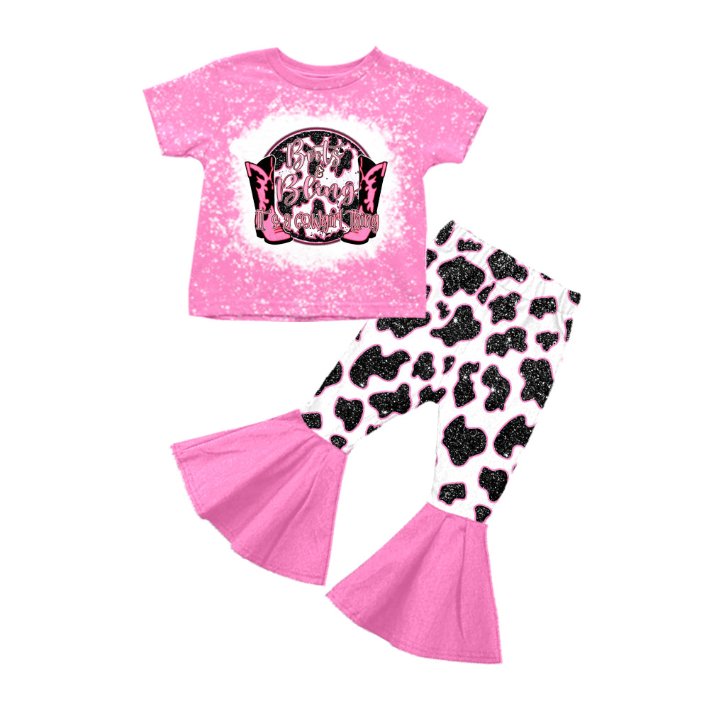 Baby Girls Boots Pink Western Bell Pants sets