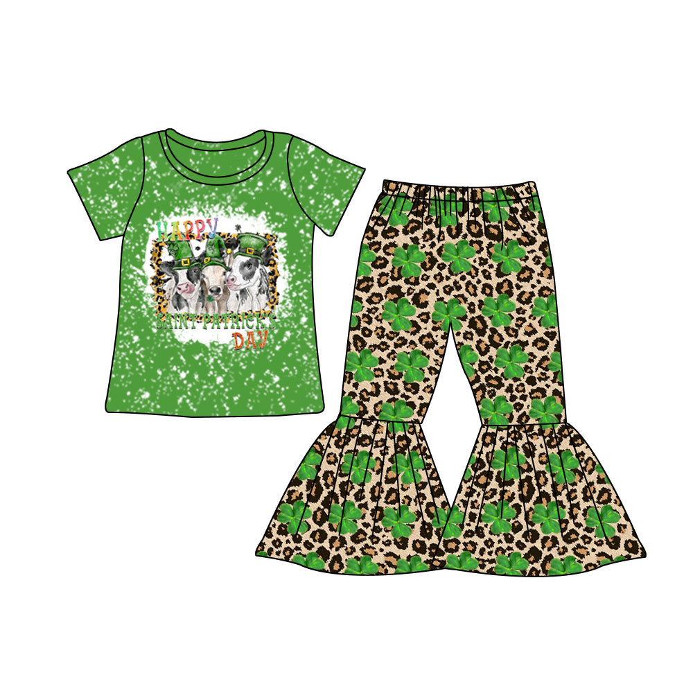 Baby Girls St Patric Day Cow Bell Pants sets