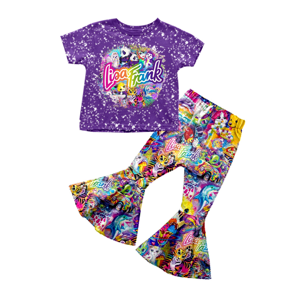 Baby Girls Cartoon purple Bell Pants clothes sets