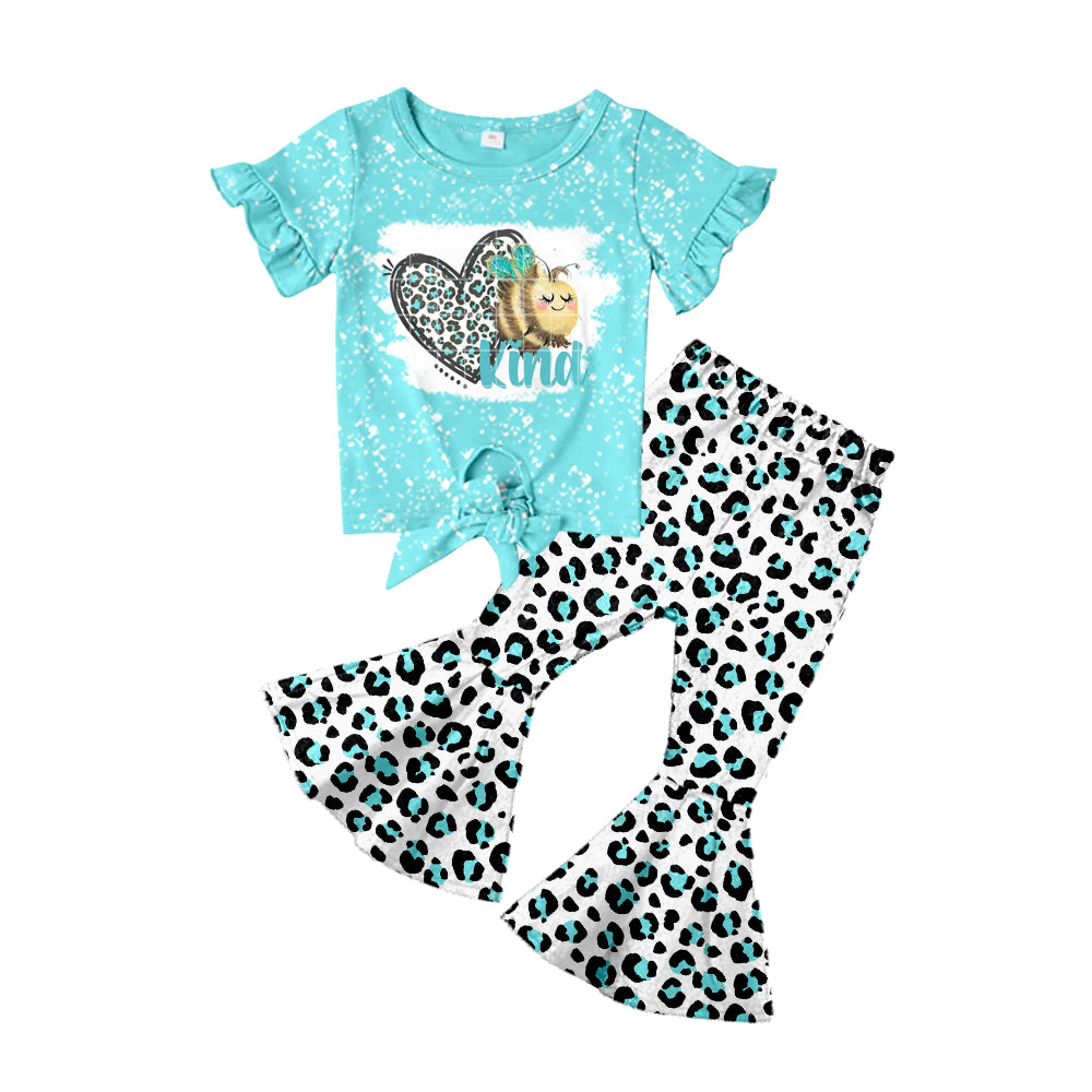 Baby Girls Bee Kind Heart Leopard Pants clothes sets