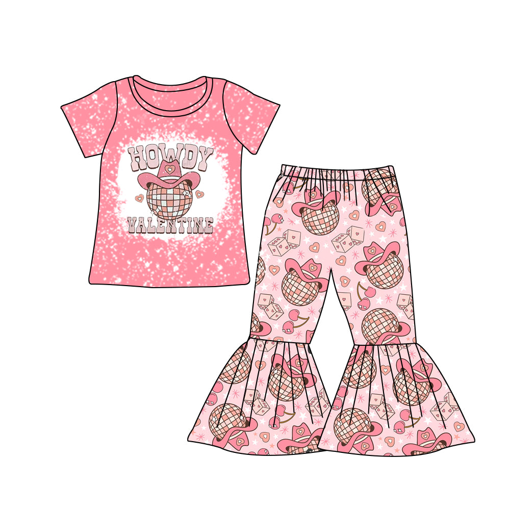 Baby Girls Howdy Pink Bell Bottom Pants clothes sets