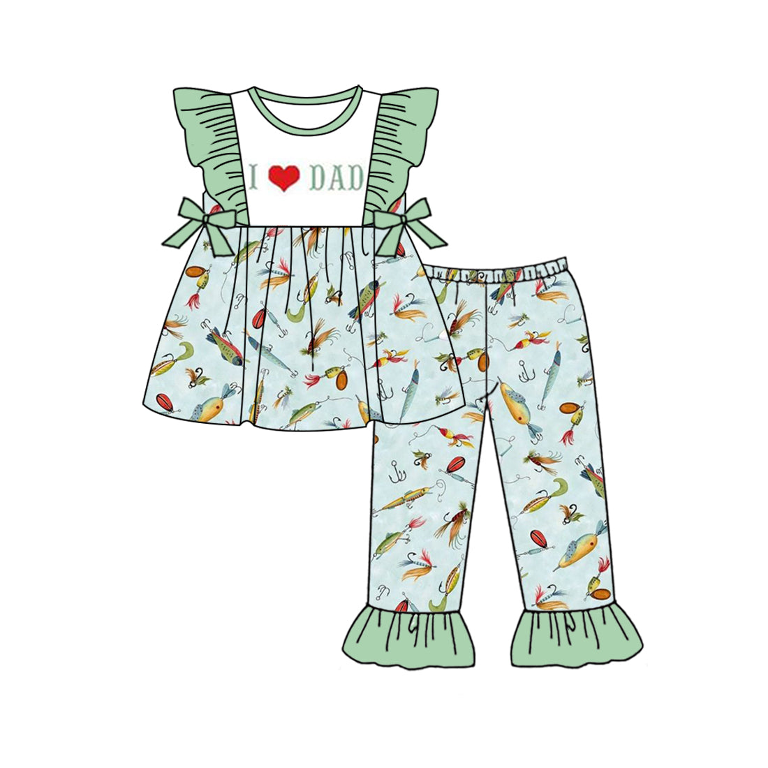 Baby Girls I love Dad Fishing Pants clothes sets