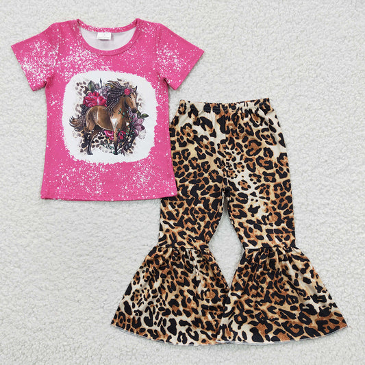 Baby Girls Horse Leopard Bell Pants Clothing Sets