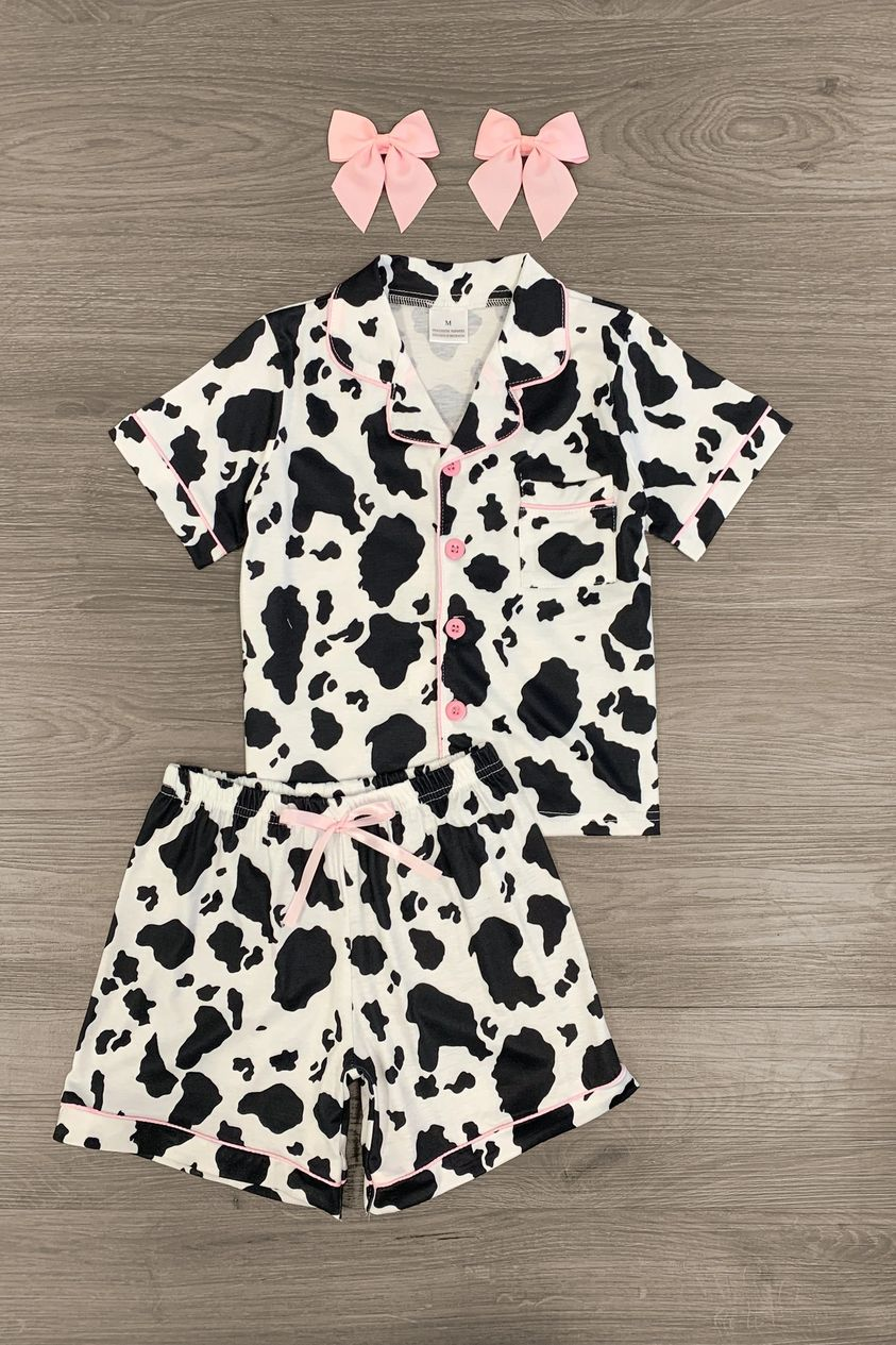 Baby girls cow print pajamas sleepwears