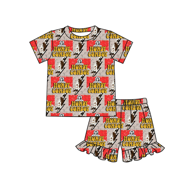 Baby girls cowboy western ruffle summer pajamas