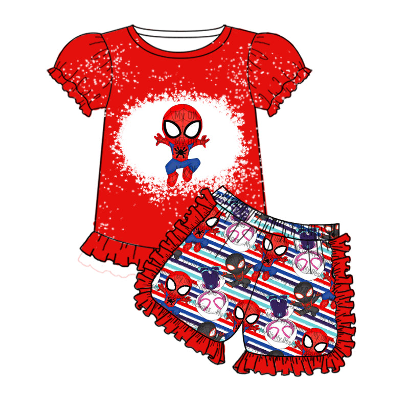 Baby girls cartoon red shorts outfits sets