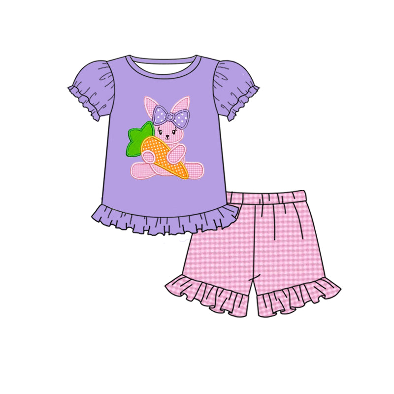 Baby Girls easter rabbit carrot shorts sets clothes sets