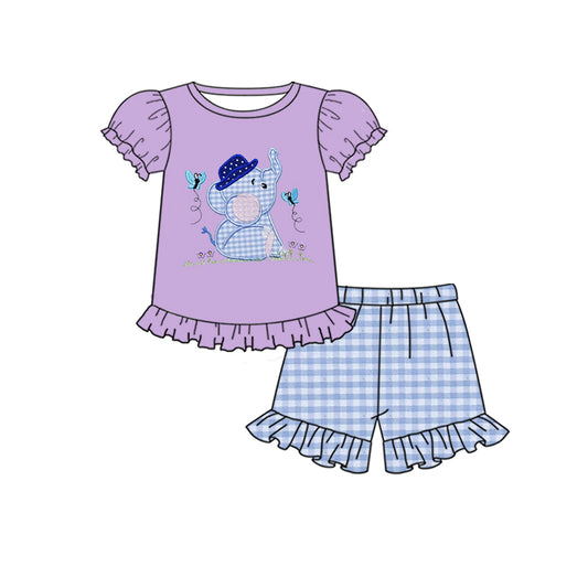 Baby Girls Elephant Ruffle Shorts Clothes Sets Preorder