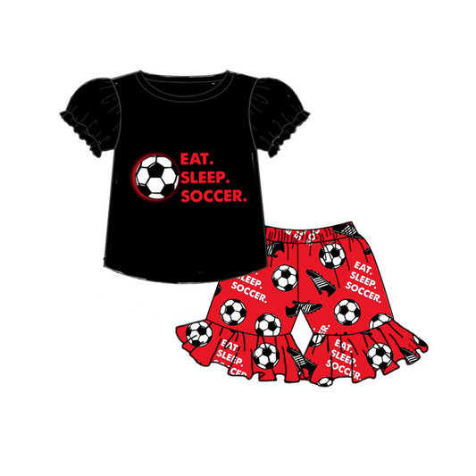 Baby Girls Ruffle Soccer Tee Shirts Shorts Sets preorder