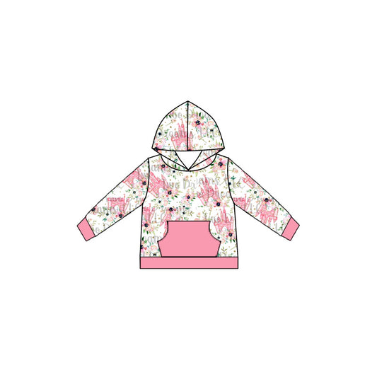 Baby Girls Long Sleeve castle hooded tops