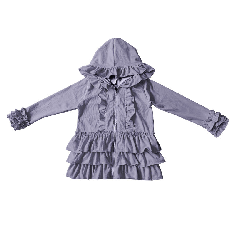 Baby girls ruffle zip grey jackets cardigans