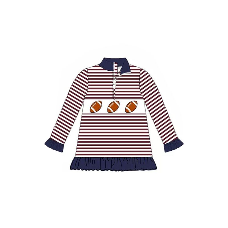 Baby girls football zip pullover tops