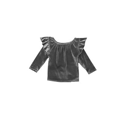 Baby Girls Grey Velvet Shirt Tops