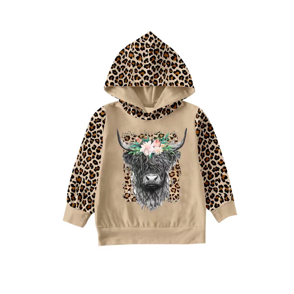 Baby kids cow leopard Long Sleeve Hoodie Tops