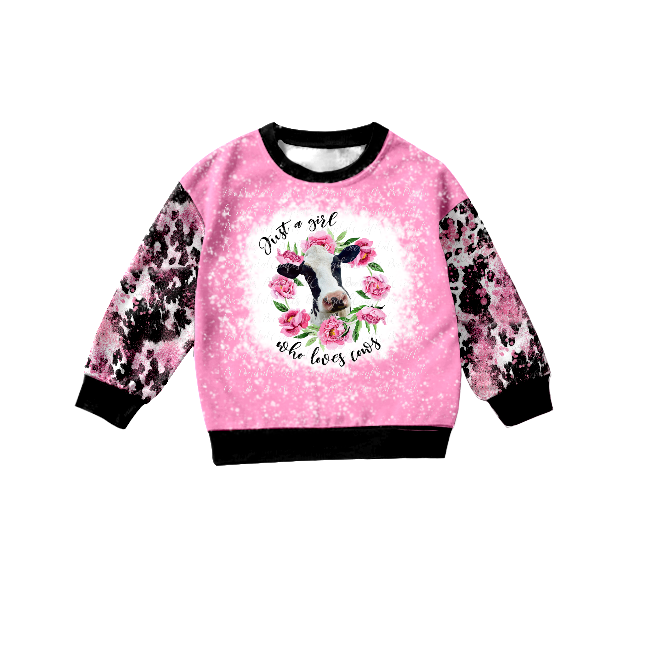 Baby Girls Pink Cow floral Long Sleeve shirts tops