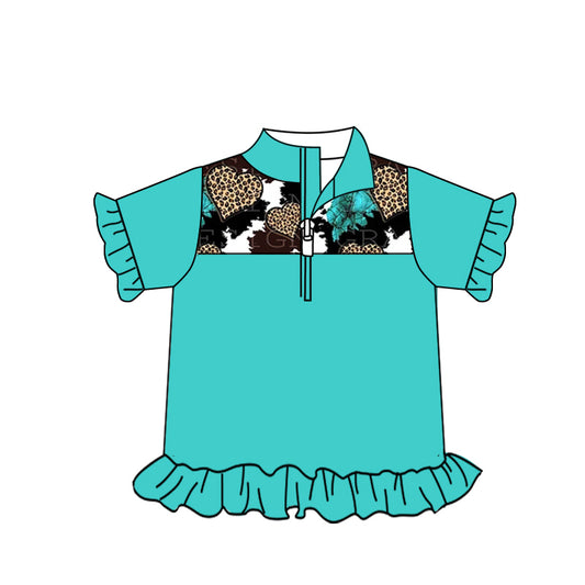 Baby Girls Cow Leopard Ruffle shirts tops preorder