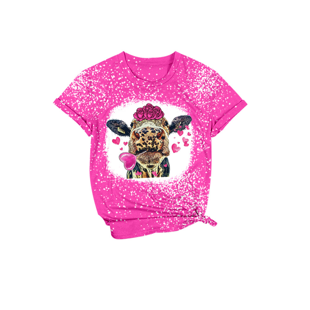 Baby Girls Valentines Hotpink Cow shirts tops