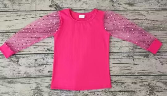 Baby Girls Pink Long Lace Sleeve Shirts Tops