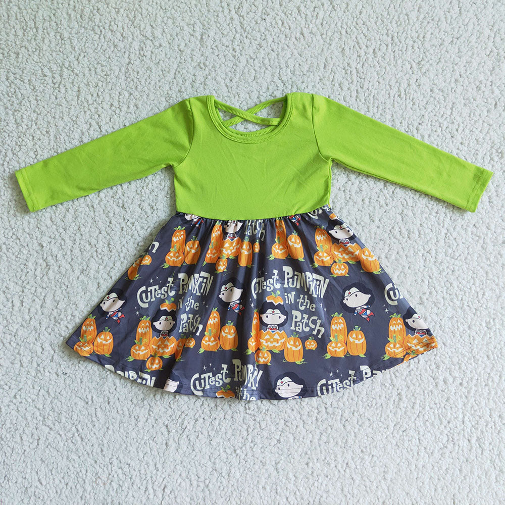 Baby girls pumpkin green knee length dresses