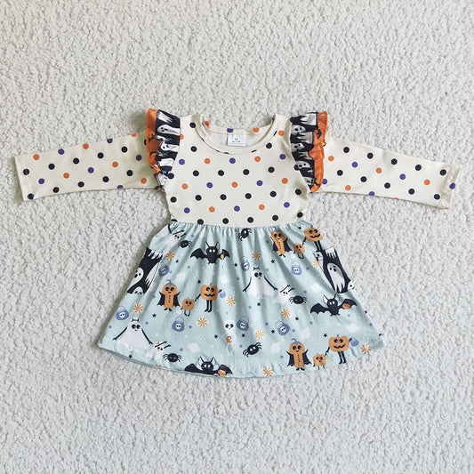 Baby girls long sleeve Halloween dots dresses